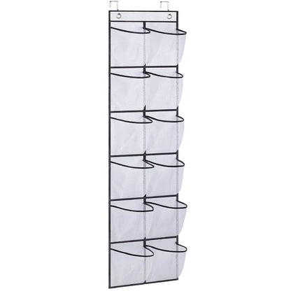 Over the Door Shoe Organizer with 12 Mesh Pockets and Hooks