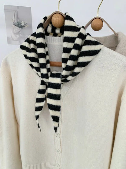 Women’s Wool Scarf Knitted Striped Warm Shawl