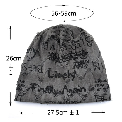 Knit Beanie Unisex Letter Print Warm Winter Hat