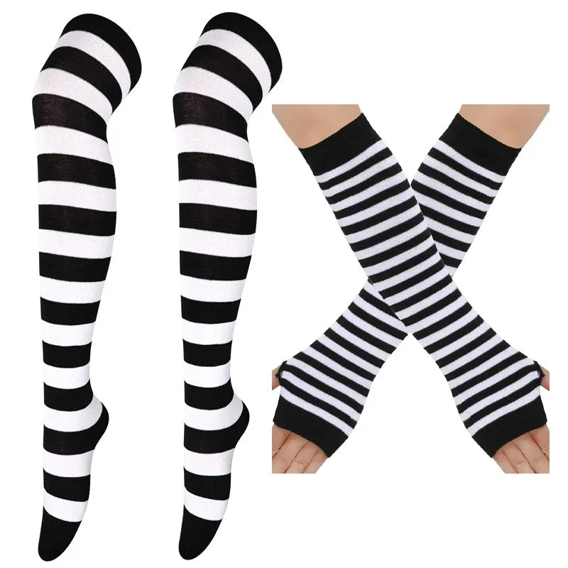 Thigh High Stockings – Women's Striped Over The Knee Socks