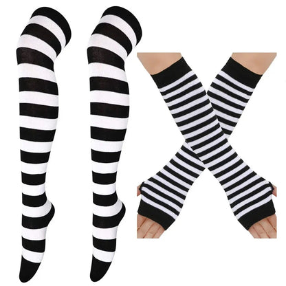 Thigh High Stockings – Women's Striped Over The Knee Socks