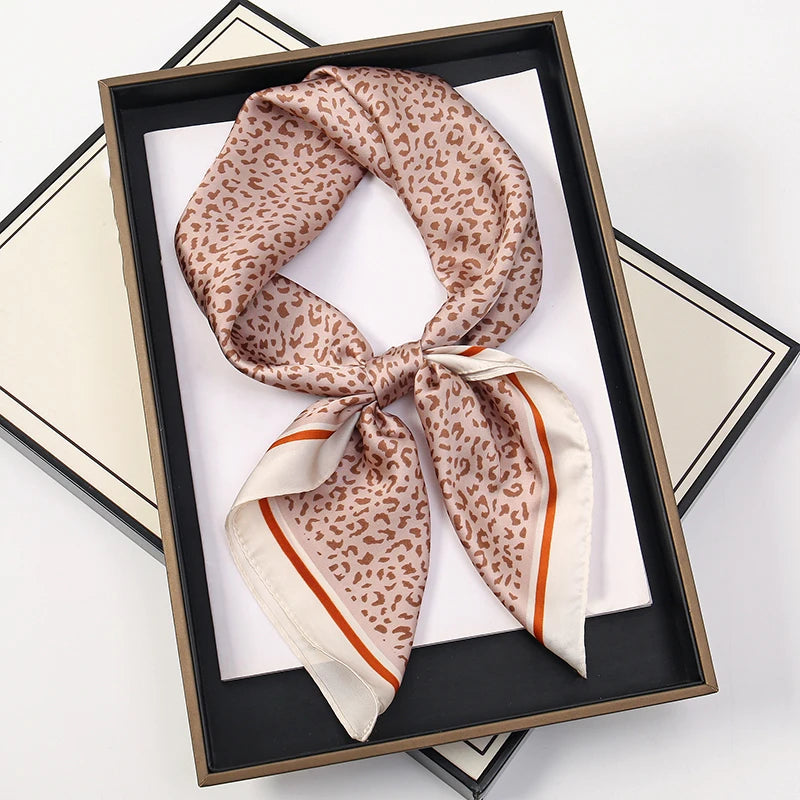 Women’s Square Scarf 70x70cm – Silk Feel Printed Hair Wrap