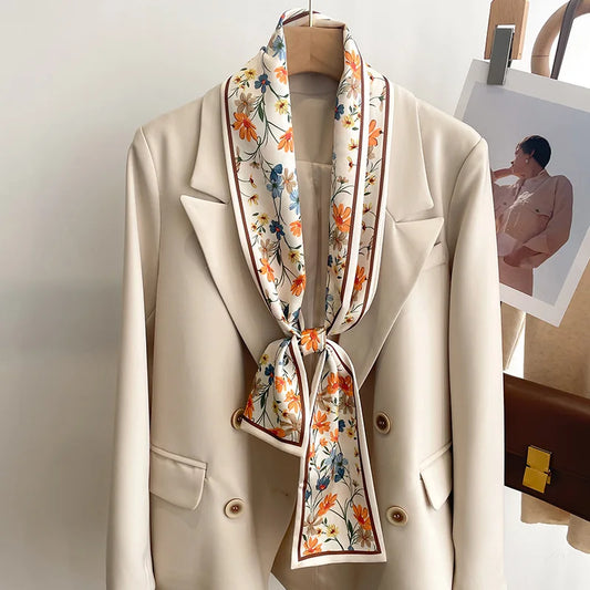 Women’s Long Printed Scarf – Silk Feel Fashion Shawl