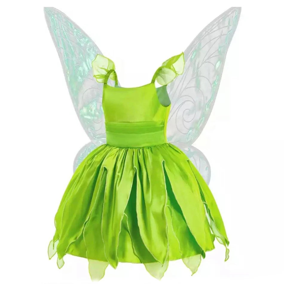 Girls Fairy Costume Dress with Wings for Halloween & Parties