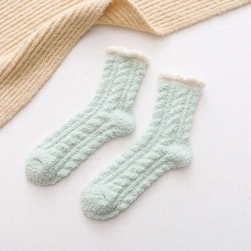 Women's Winter Socks Coral Velvet Warm Fuzzy Floor Socks 2-Pair