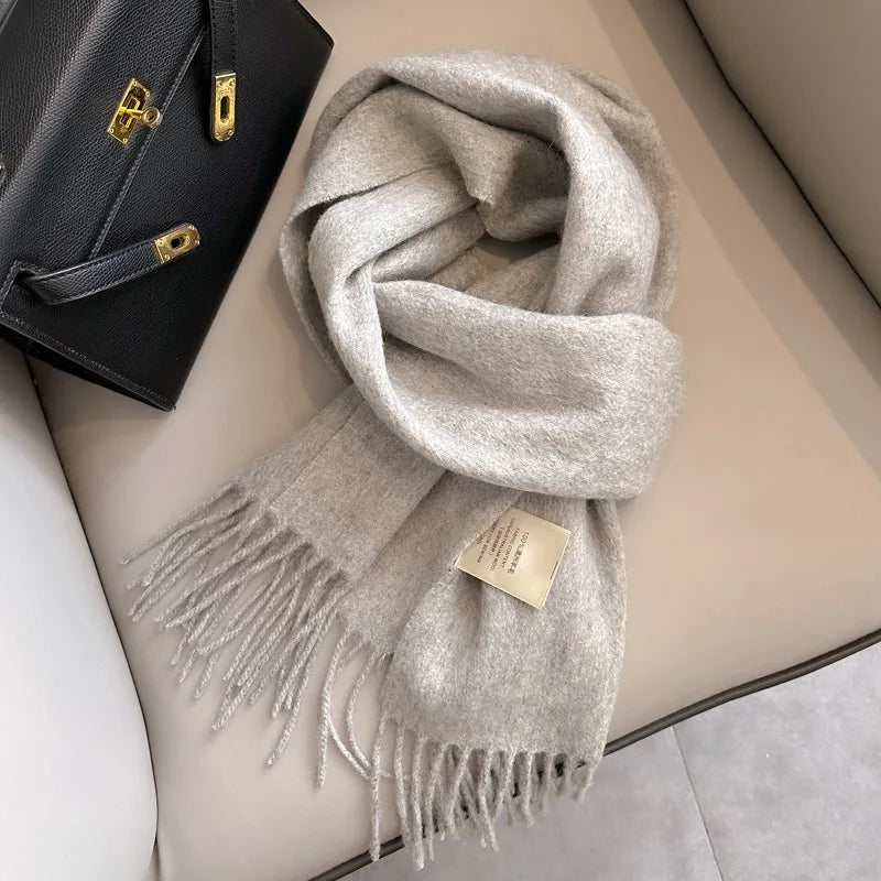 Wool Winter Scarf – 100% Wool Warm Solid Color Wrap