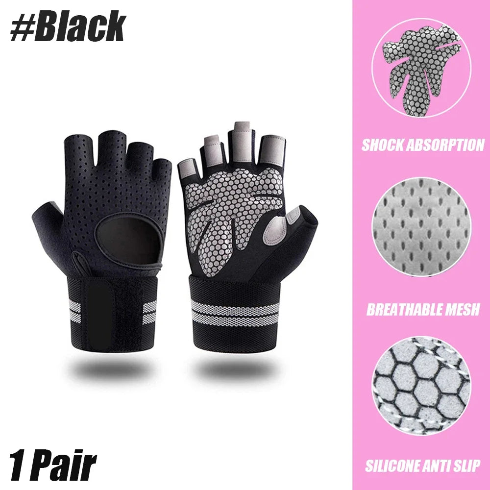 Gym Workout Gloves Half Finger Weightlifting Wrist Support