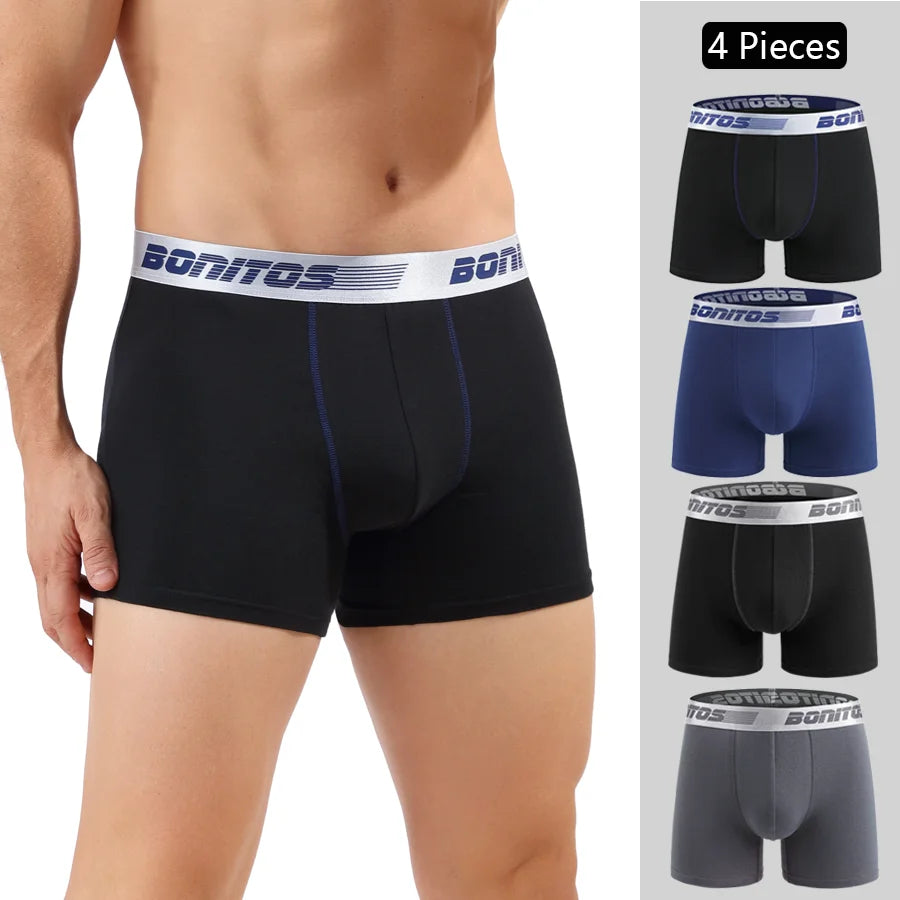 Men's Boxer Shorts Cotton Stretch Underwear 4-Pack