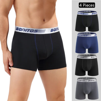 Men's Boxer Shorts Cotton Stretch Underwear 4-Pack