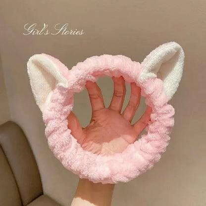 Cat Ear Headband – Soft Plush Makeup and Face Washing Hairband