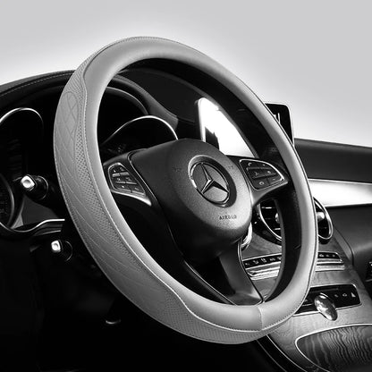 Nappa Leather Steering Wheel Cover Non Slip 14.5-15 Inch