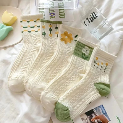 Women's Crew Socks – Cute Patterned Casual Socks 5-Pair Set
