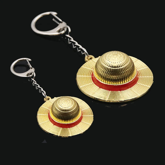 Straw Hat Keychain Metal Pendant Decorative Keyring