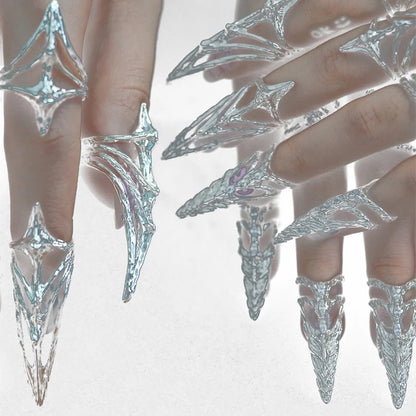 Gothic Bone Ring, Punk Metal Fingertip Jewelry for Cosplay