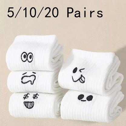 Men's Casual Socks White Soft Breathable Everyday Socks