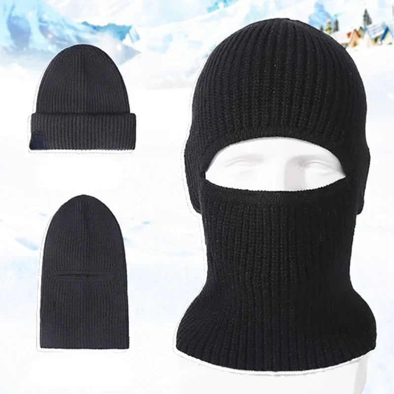 Winter Balaclava Hat 2-in-1 Knitted Face Mask Beanie