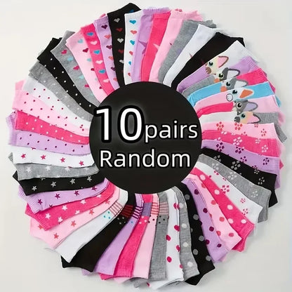Heart Print Ankle Socks, Women's Low Cut Casual Socks