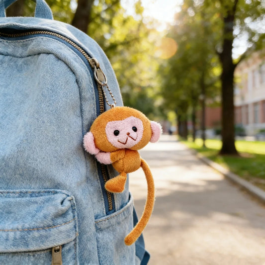 Cute Monkey Plush Keychain Long Tail Animal Bag Charm