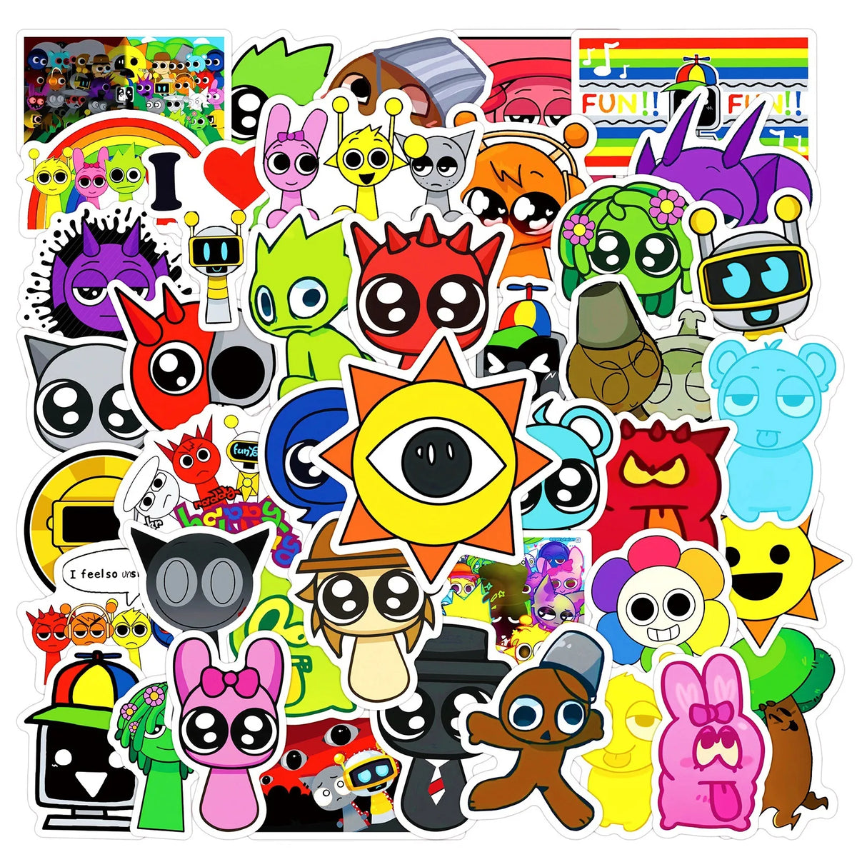 60Pcs Waterproof Stickers Pack for Laptop, Phone, Luggage & Skateboard
