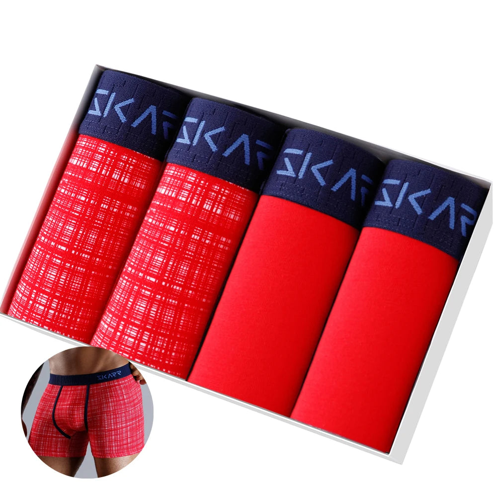 Men's Boxer Shorts Cotton Stretch Underwear 4-Pack