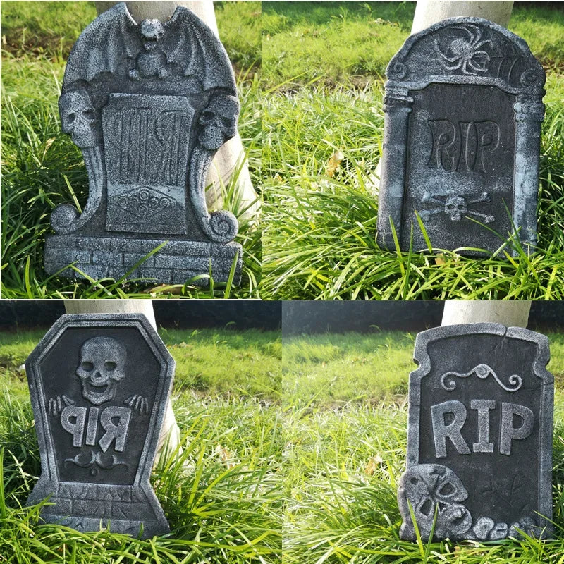 Halloween Tombstone Decorations, 4-Piece Graveyard Yard Props