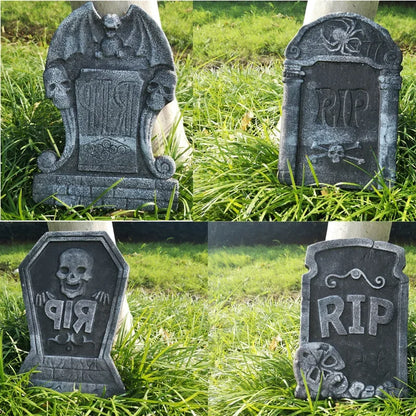 Halloween Tombstone Decorations, 4-Piece Graveyard Yard Props
