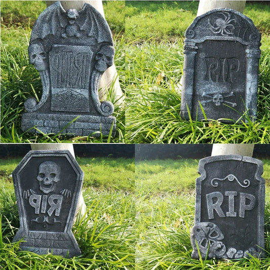 Halloween Tombstone Decorations, 4-Piece Graveyard Yard Props