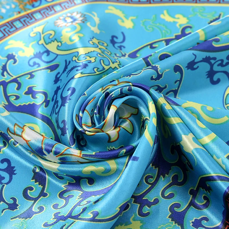 Women's Square Scarf – Satin Print Hair & Head Wrap 90×90cm