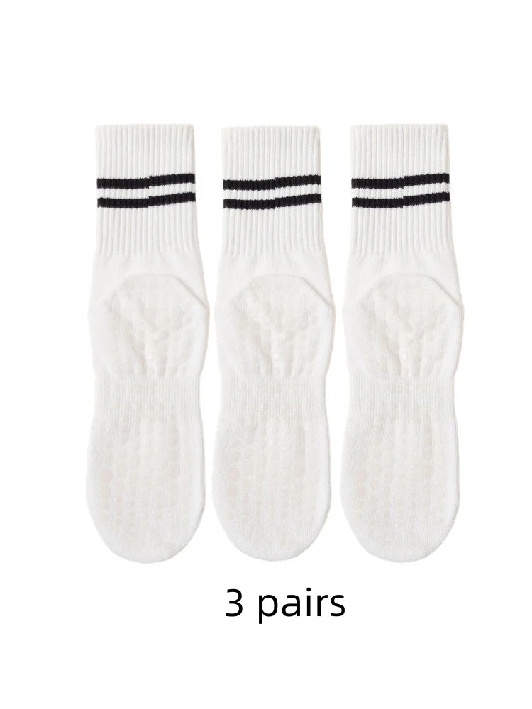 Women's Yoga Socks Non-Slip Knee-High Pilates Sports Socks 3-Pair