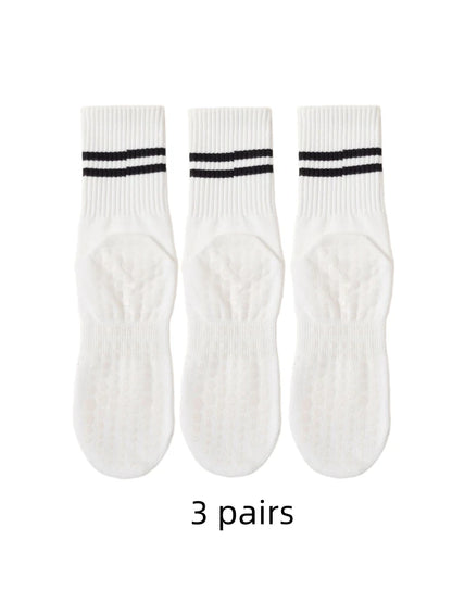 Women's Yoga Socks Non-Slip Knee-High Pilates Sports Socks 3-Pair