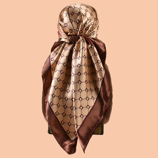 Women's Satin Square Scarf, Summer Beach Headscarf