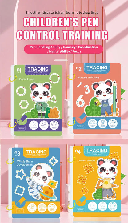 Reusable Tracing Workbook for Kids with Pen and Eraser, 34 Pages