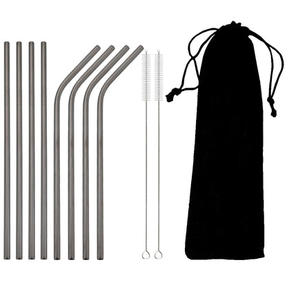 Reusable Stainless Steel Straws Set with Cleaning Brush