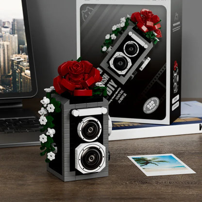 Camera Building Block Set, Retro Flower Model Educational Toy