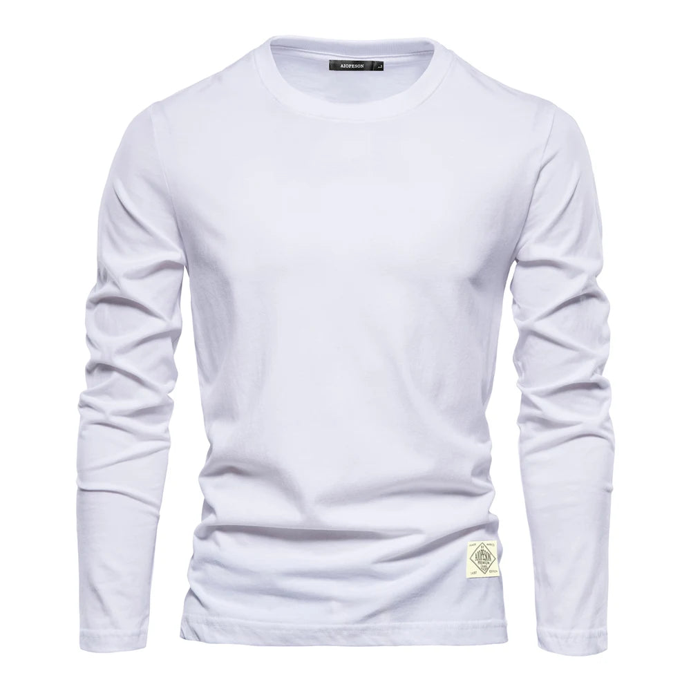 Men's Long Sleeve T-Shirt 100% Cotton Casual O-Neck Top