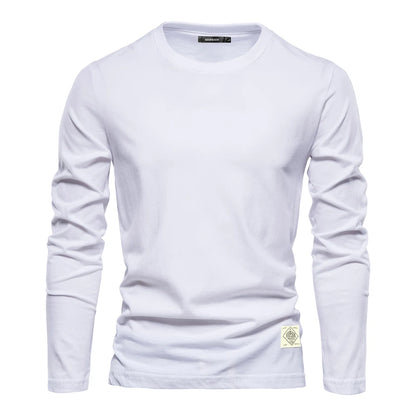 Men's Long Sleeve T-Shirt 100% Cotton Casual O-Neck Top