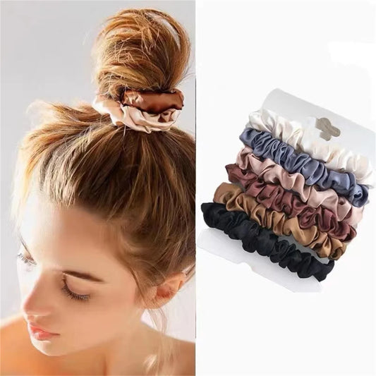 6PCS Satin Scrunchies for Women, Soft Hair Ties for Everyday Styling