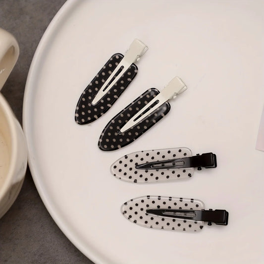 Duckbill Hair Clips for Women, 4-Piece Acrylic Black & White Set