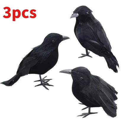 Halloween Crow Decoration 6PCS Artificial Feather Horror Party Props