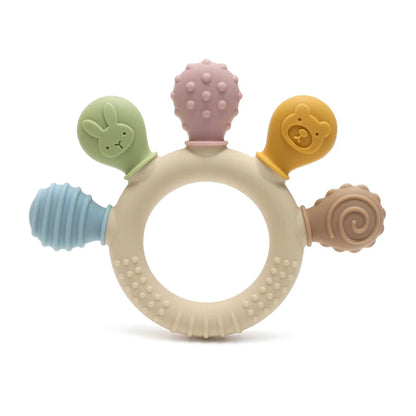 Multicolor Silicone Baby Teether Ring for Sensory Gum Relief