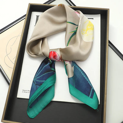 Women's Square Scarf 70x70cm Satin Print Wrap