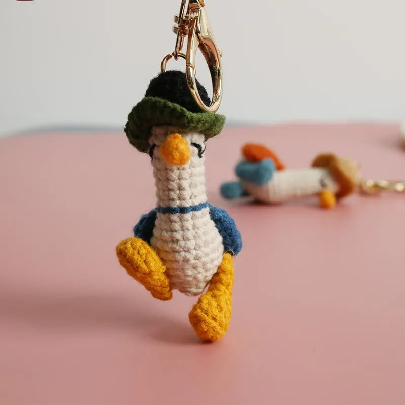 Duck Keychain Cute Crochet Animal Keyring Pair for Bags and Keys