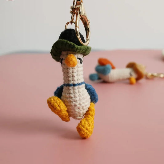 Duck Keychain Cute Crochet Animal Keyring Pair for Bags and Keys