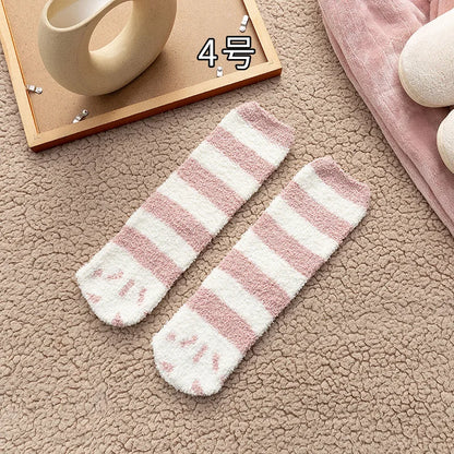 Women's Winter Socks Coral Velvet Warm Fuzzy Floor Socks 2-Pair