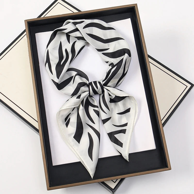 Women’s Square Scarf 70x70cm – Silk Feel Printed Hair Wrap