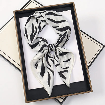 Women’s Square Scarf 70x70cm – Silk Feel Printed Hair Wrap