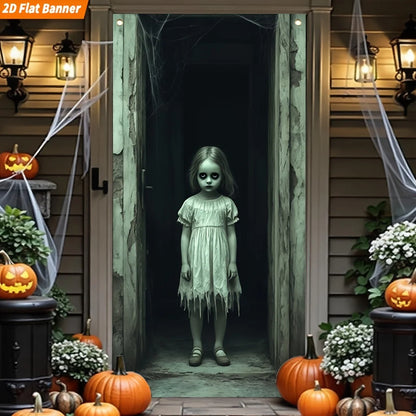 Halloween Door Decoration, Ghost Girl Flat Banner for Parties