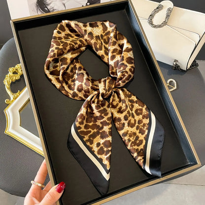 Women’s Square Scarf 70x70cm – Silk Feel Printed Hair Wrap