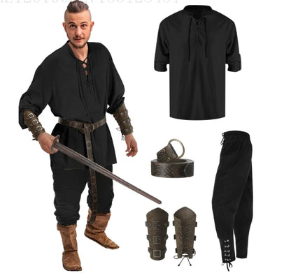 Medieval Costume for Men – Renaissance Pirate Shirt & Pants Set