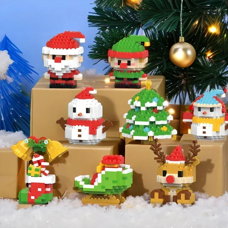 Christmas Building Blocks Set – Santa & Reindeer Micro Bricks